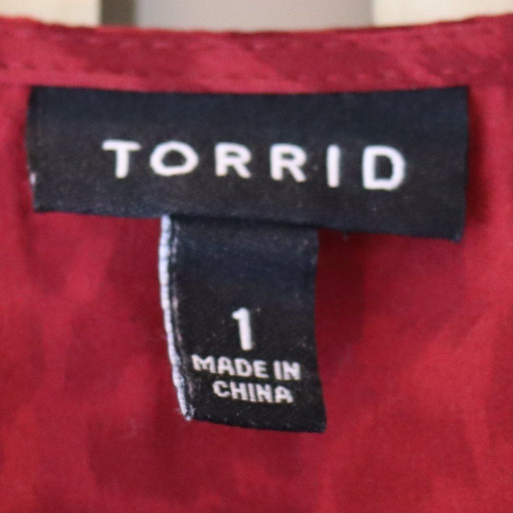 Torrid Red Leopard Print Button Fun Casual Blouse… - image 5